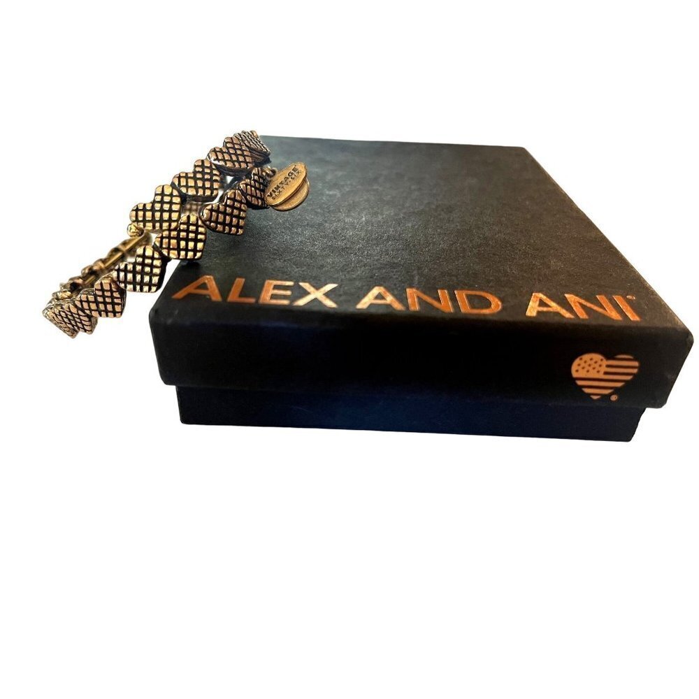 Alex and Ani "Valentine's Day Collection" Romance Hearts Gold Wrap Bracelet - Picture 3 of 11